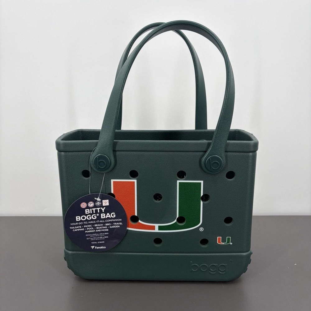 15" University of Miami UM Hurricanes Bitty Bogg Bag NWT Green Orange Fanatics